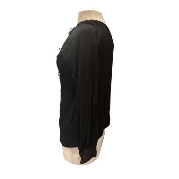 Minimalist Chic Mélissa Nepton Black Tie-Front Button Blouse Women’s P/S - Picture 3 of 9